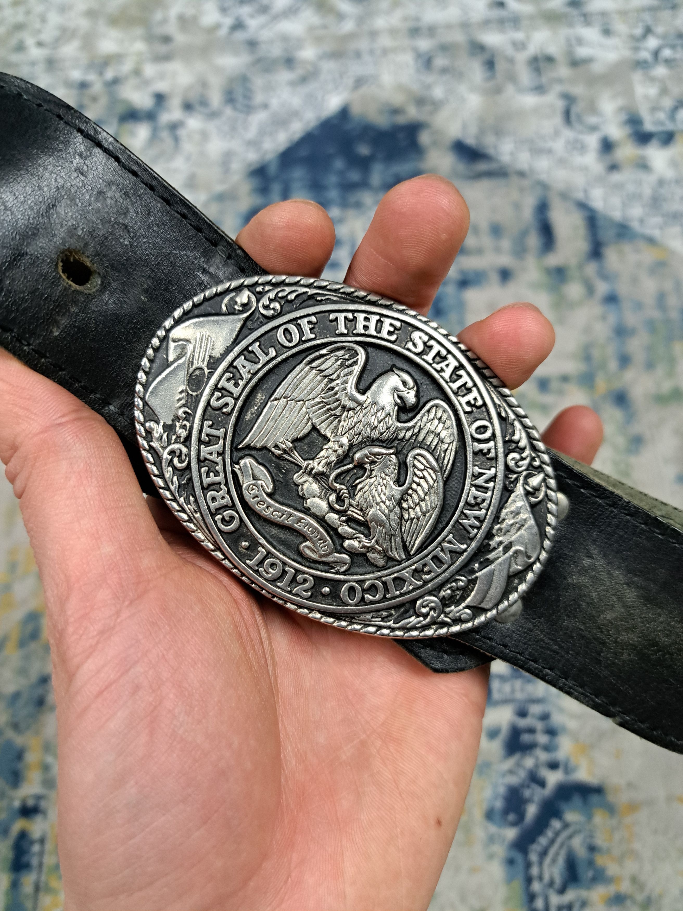 Cowboy Equipment Vintage 1991 Texas Eagle Leather Belt America New Mexico Size ONE SIZE - 2 Thumbnail