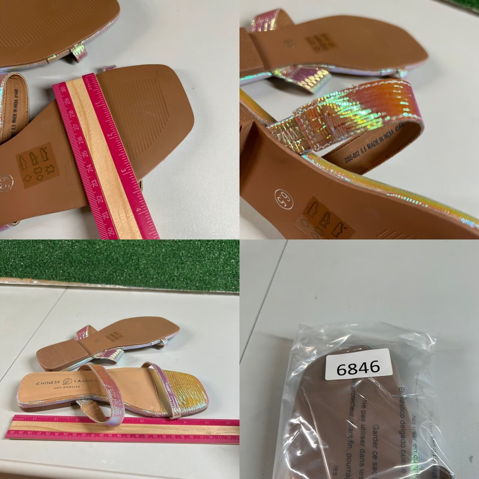 Chinese Laundry Chinese Laundry Slide Sandals Womens 6.5 Pink Iridescent Square Toe Flat Size US 7 / IT 37 - 8 Thumbnail