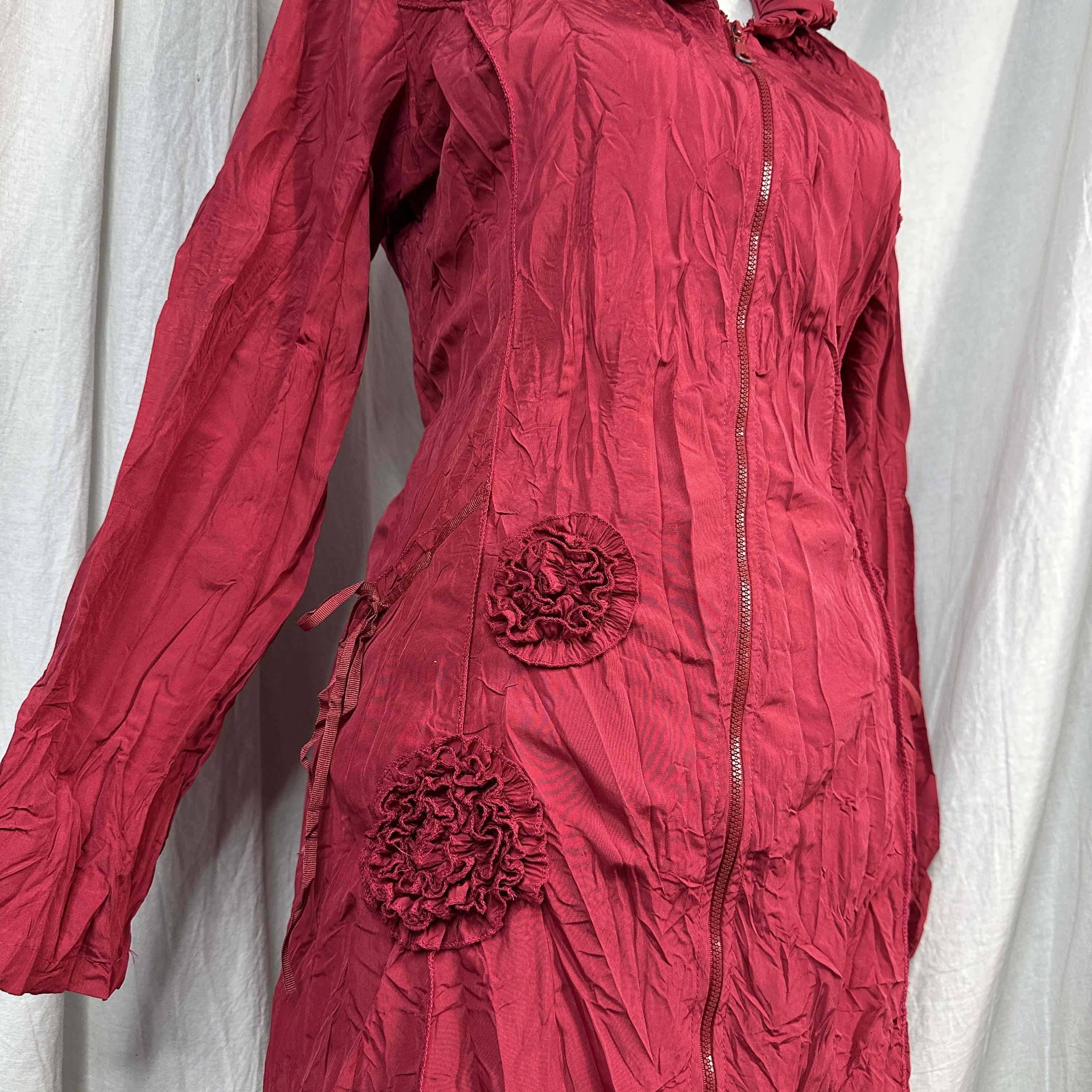Vintage Vintage Avant Garde Y2K Zip Roses Cherry Red Dress Size L / US 10 / IT 46 - 2 Thumbnail