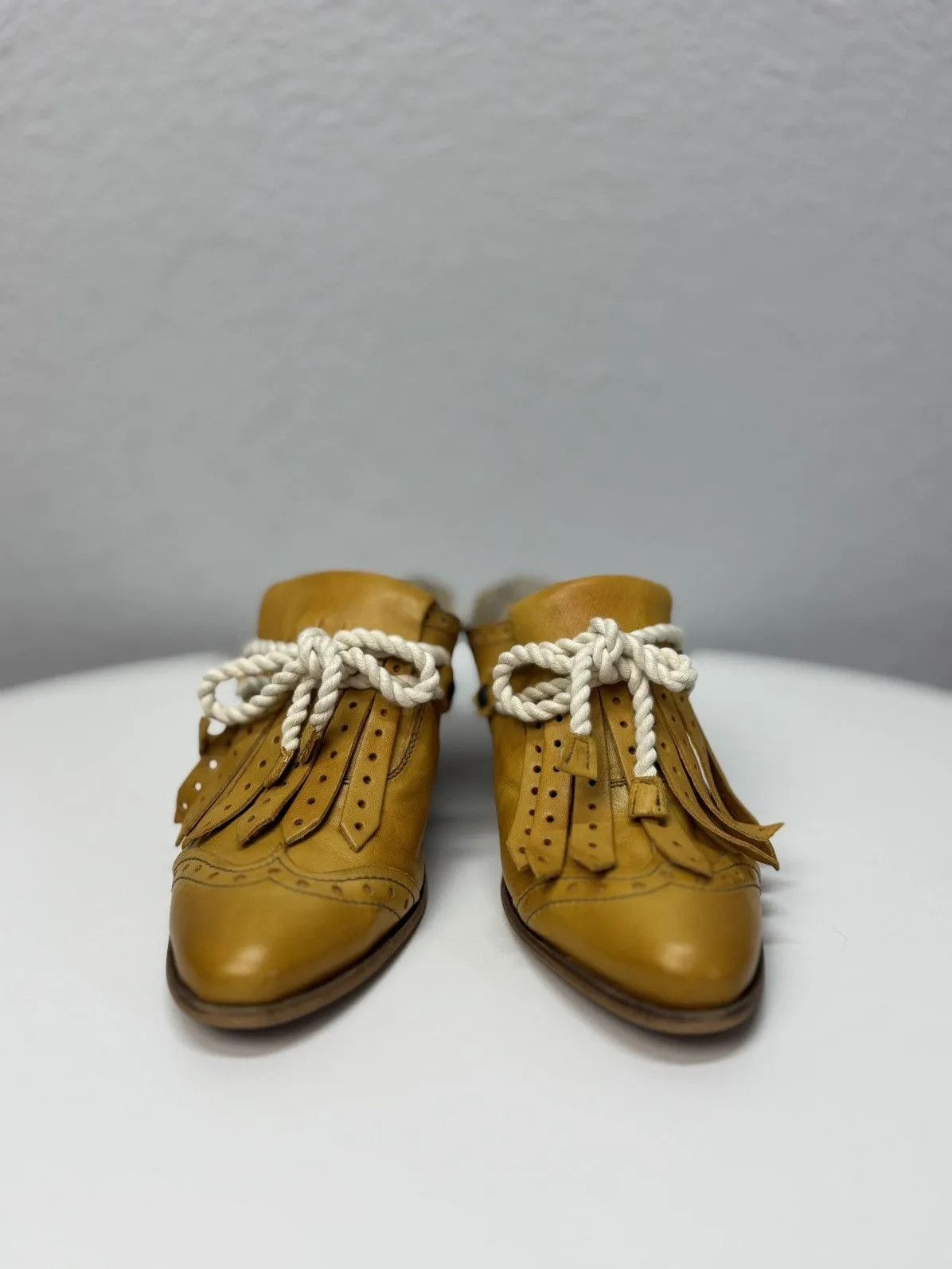 Other Vintage Ankle Leather Boots Sandals Yellow Prada Style Opium Size US 8 / EU 41 - 2 Thumbnail