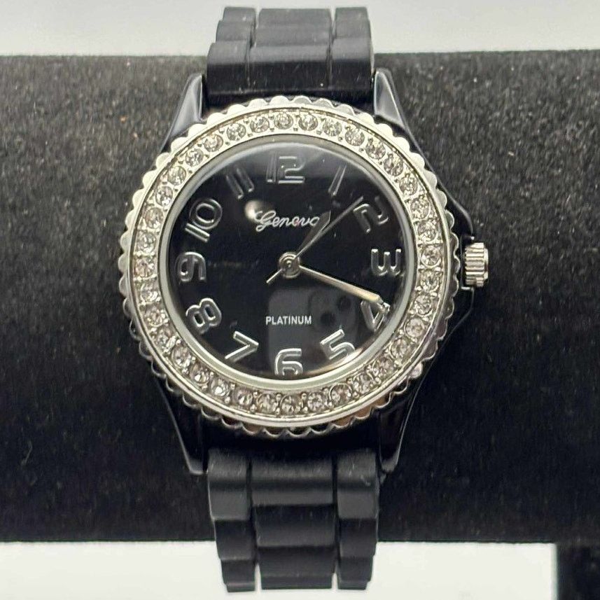 Geneva Black Crystal Geneva Watch Size ONE SIZE - 1 Thumbnail