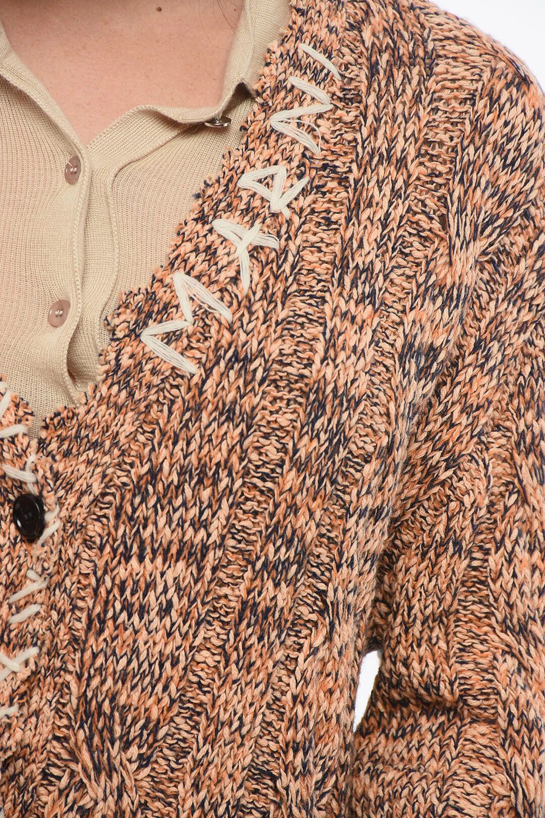 Marni og1mm0326 Mixed Wool Cable Knit Cardigan in Orange Size M / US 6-8 / IT 42-44 - 3 Thumbnail