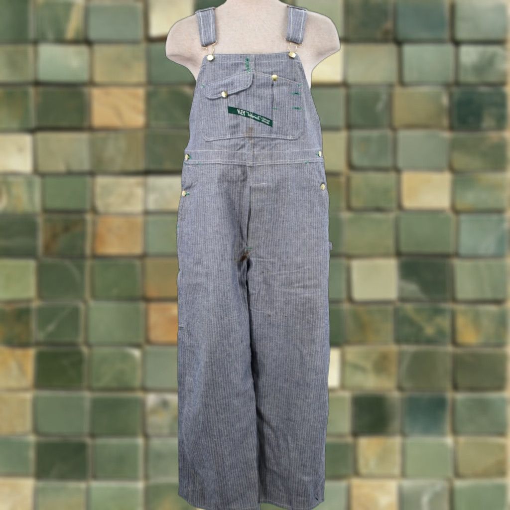 Vintage VINTAGE Key Denim Overalls Shirt Mens 70s HBT Striped Blue Cotton Medium 1970s 28.5in Inseam Size US 31 - 1 Thumbnail