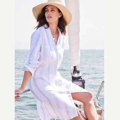 Soft Surroundings Soft Surroundings Adalia Linen Shirt Dress Pearl Buttons Whi Size M / US 6-8 / IT 42-44 - 1 Thumbnail