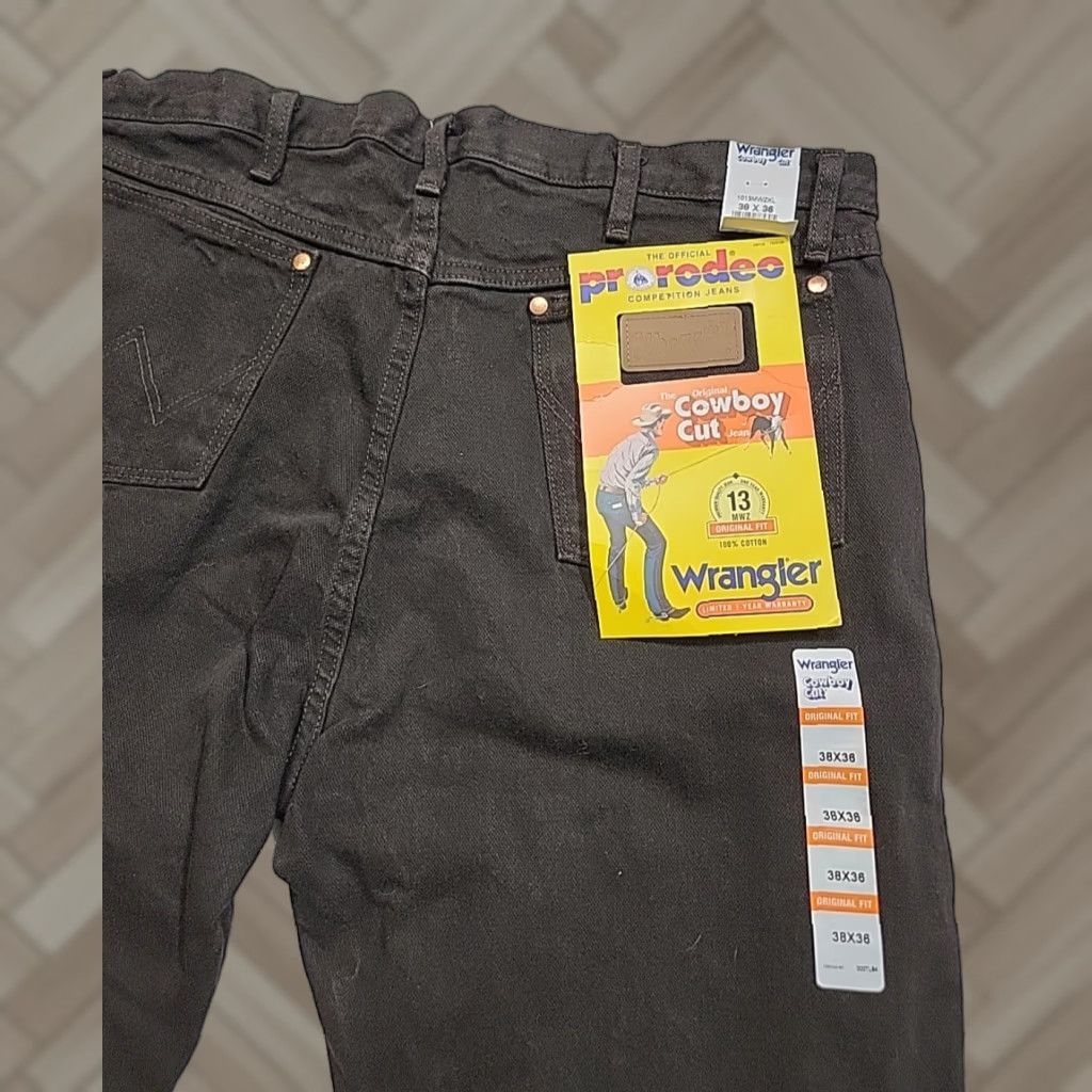 VINTAGE Wrangler 13MWZ Pro Rodeo Cowboy Cut Brown Denim Jeans Men