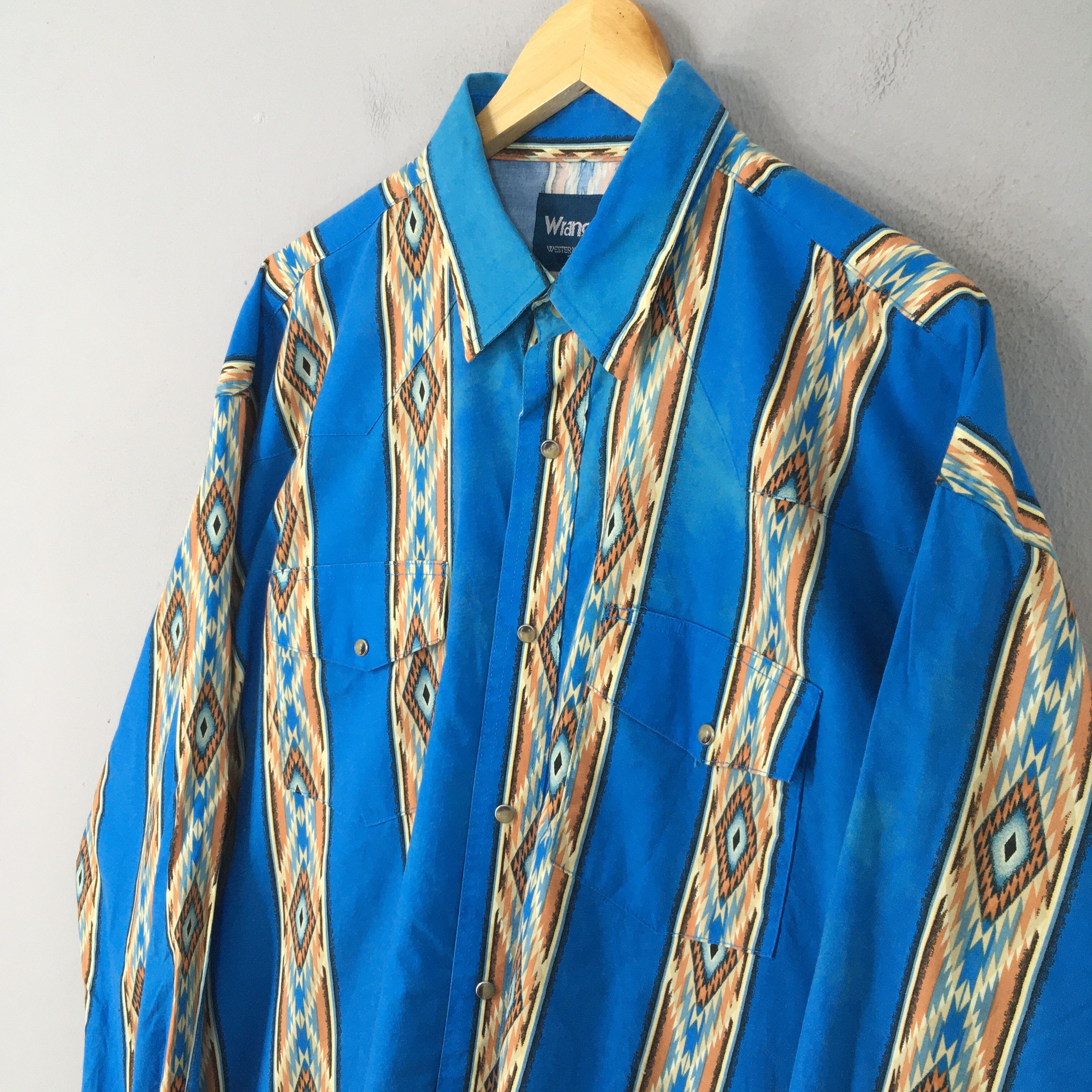 Wrangler Vintage 80s Wrangler Aztec Navajo Brushpopper Shirt 2XLarge Size US XXL / EU 58 / 5 - 3 Thumbnail
