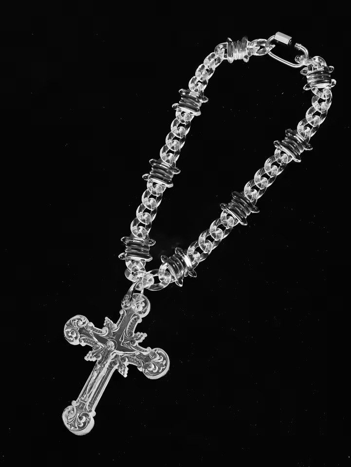 Jewelry 🔥 Luxe Acrylic Cross Necklace | Clear Crystal Design Size ONE SIZE - 2 Thumbnail