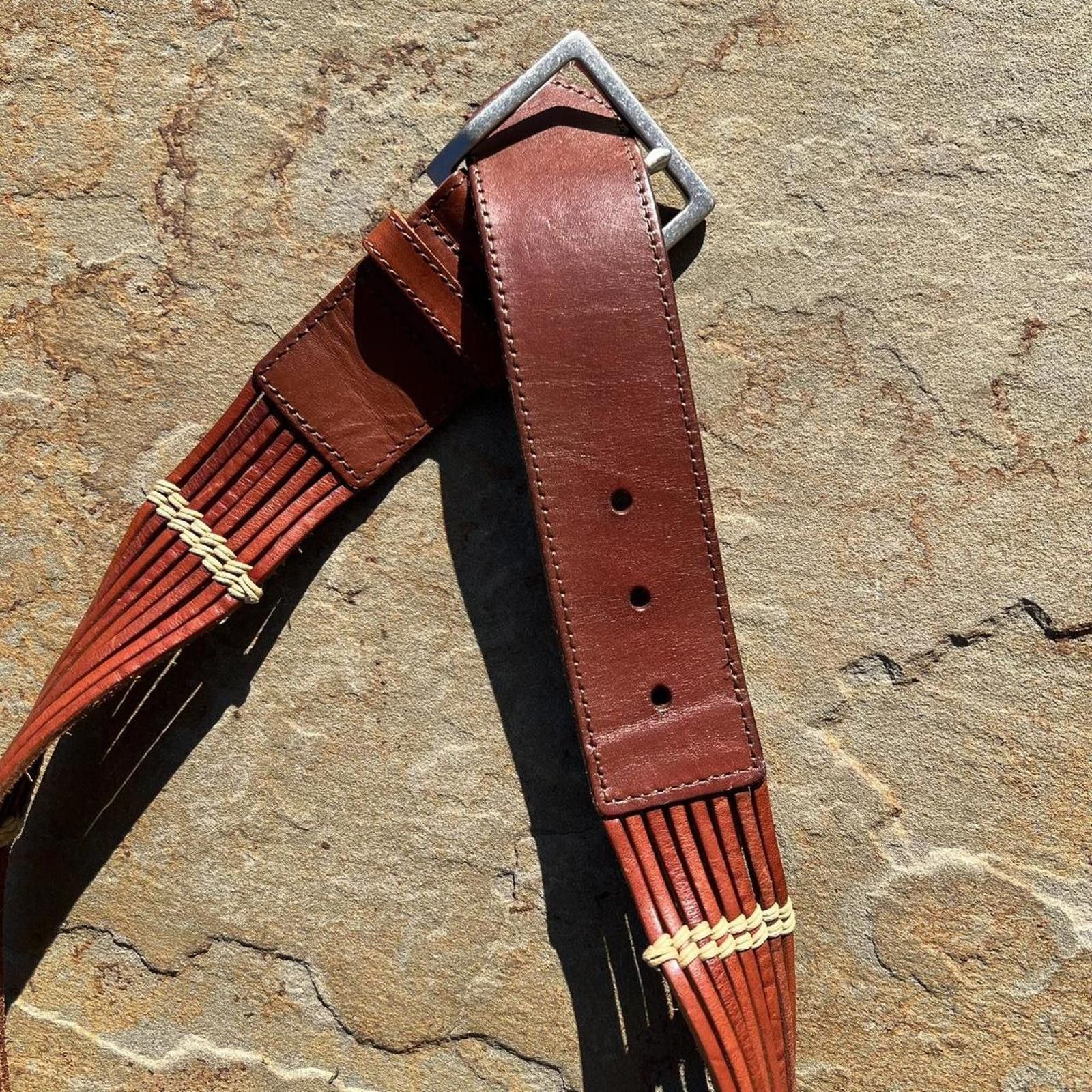 Talbots Brown Leather Lace Boho Belt Size ONE SIZE - 2 Thumbnail