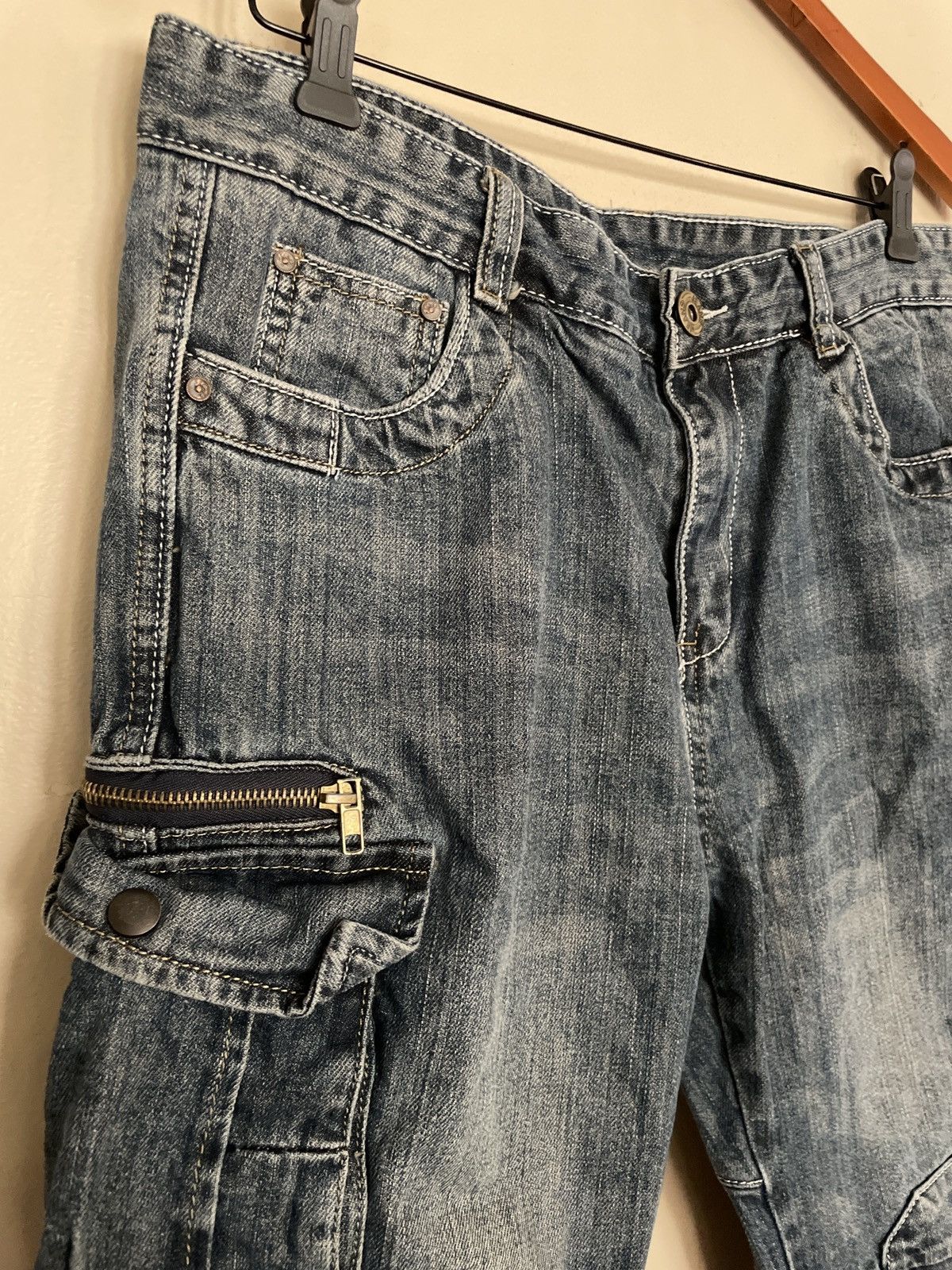 Designer × Vintage Vintage Blue Jean Denim Shorts JORTS Skater Cargo Baggy Y2K Size US 32 / EU 48 - 3 Thumbnail