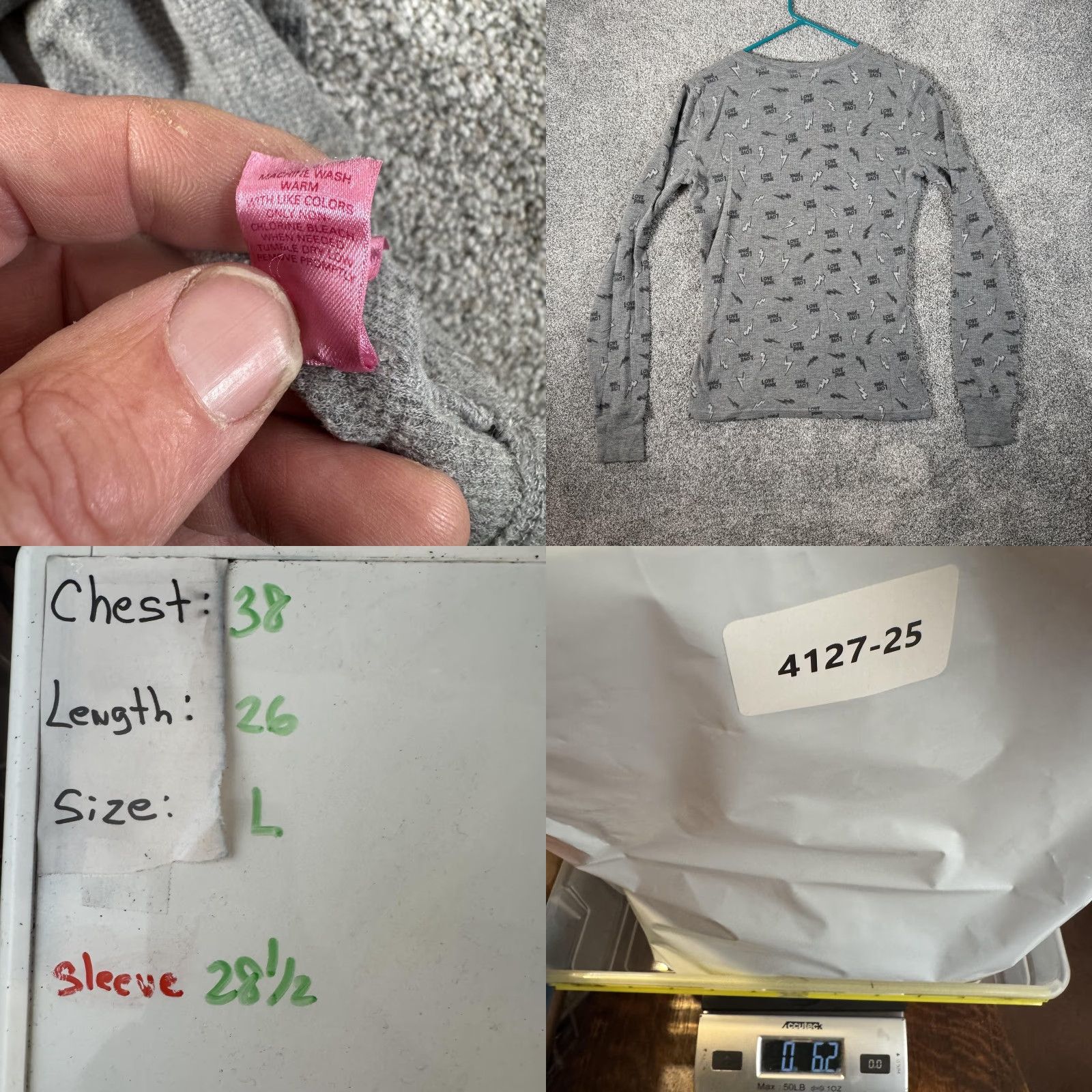 Pinko VINTAGE PINK Victoria's Secret Shirt T-Shirt L Gray Geometric Graphic Long Sleeve Crew Neck Size L / US 10 / IT 46 - 8 Thumbnail