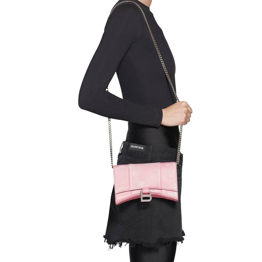 Balenciaga Hourglass Wallet on a chain bag in Chain Denim Print Size ONE SIZE - 1 Thumbnail
