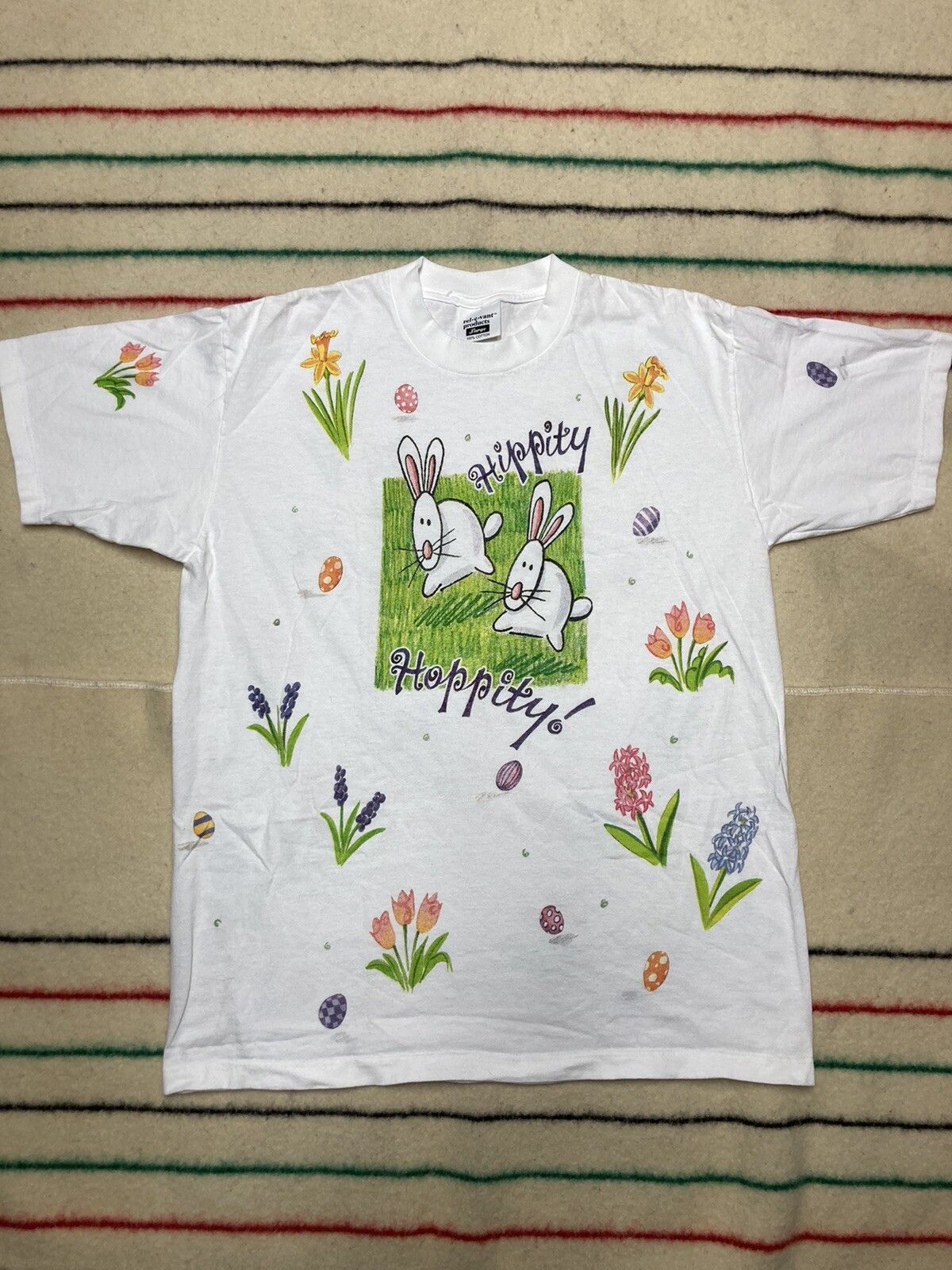 Vintage VTG t shirt bunny rabbit hippity hop animal nature flowers L Size US L / EU 52-54 / 3 - 1 Thumbnail