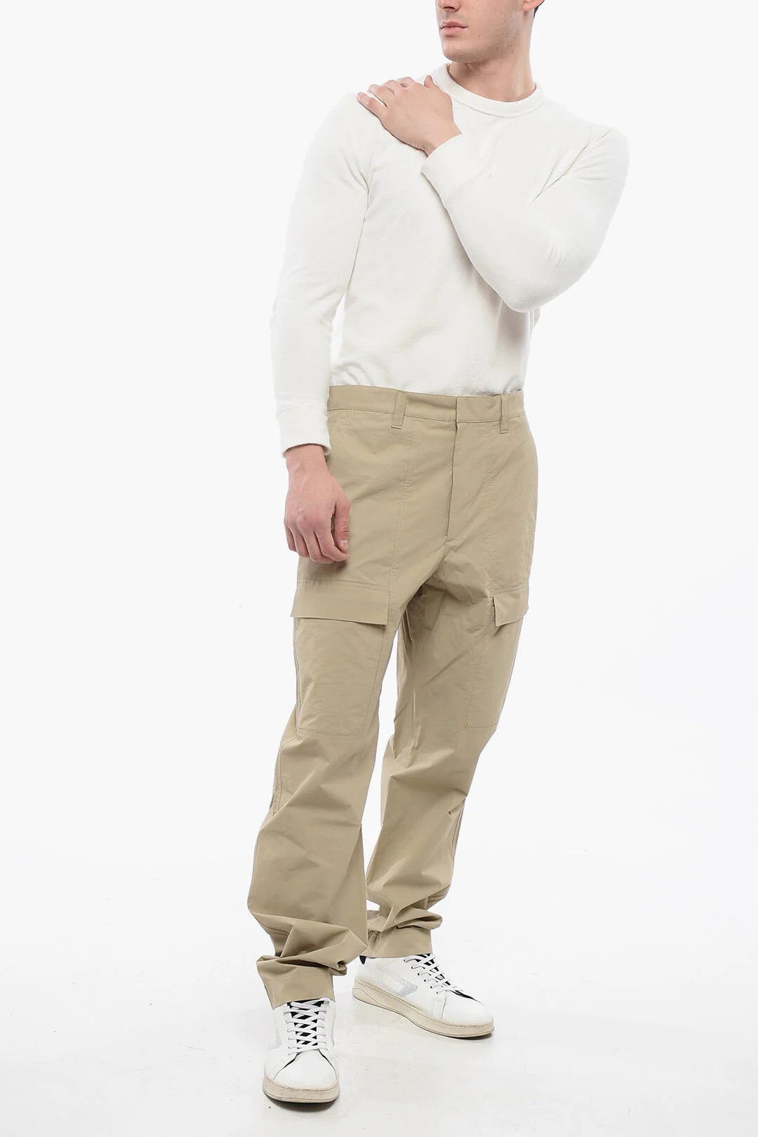 Dior og1mm0326 Cotton-Blend Cargo Trousers in Beige Size US 32 / EU 48 - 4 Thumbnail
