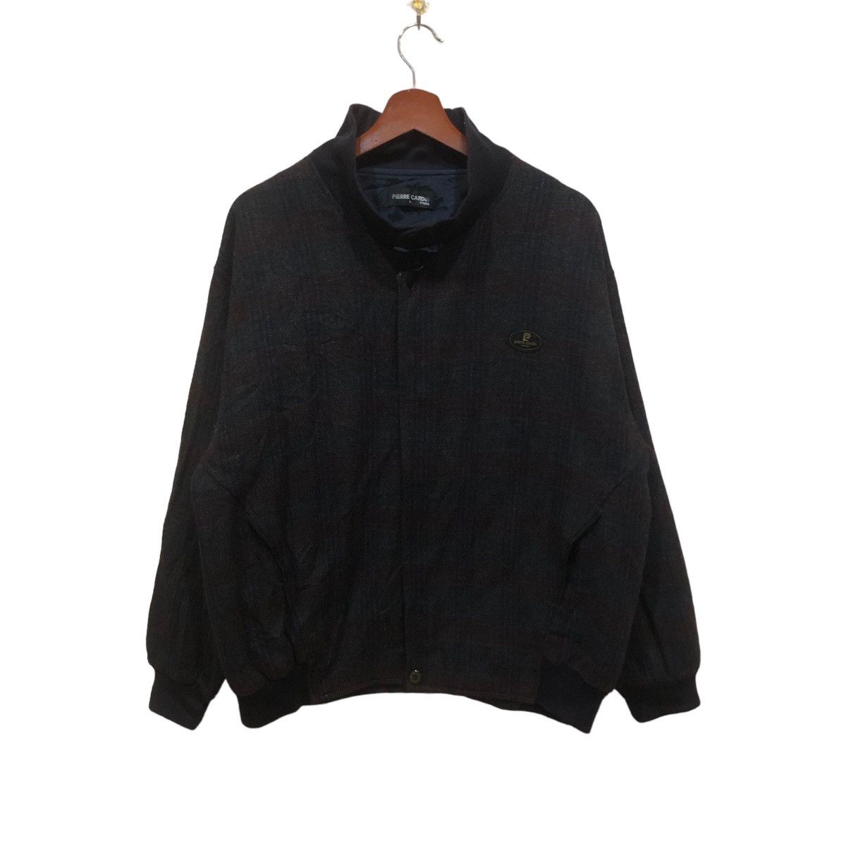 Pierre Cardin Tartan Pattern Wool Bomber Jacket