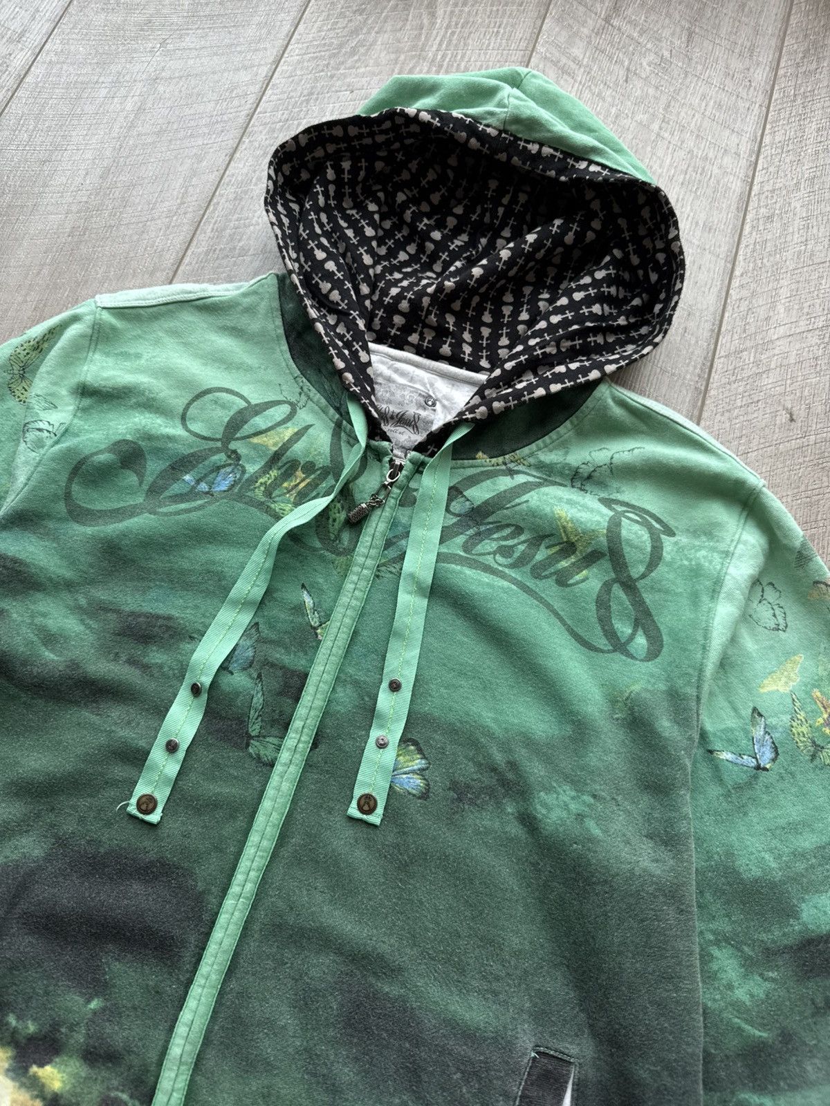 If Six Was Nine Vintage Elvis Jesus Couture flowers butterflies graffiti zip Size US L / EU 52-54 / 3 - 3 Thumbnail