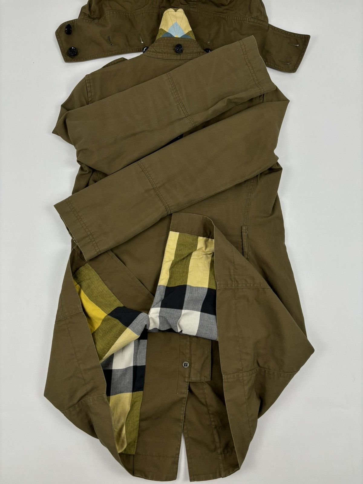 Burberry × Burberry Prorsum × Designer BRIT Nova Check Khaki Coat Hooded Trench Zip Jacket Bomber USA 4 UK 6 Size S / US 4 / IT 40 - 14 Thumbnail