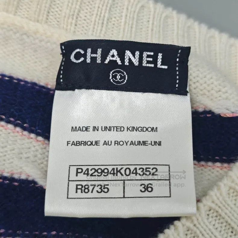 Chanel Chanel Blue and white striped classic logo cashmere vest Size XS / US 0-2 / IT 36-38 - 5 Thumbnail