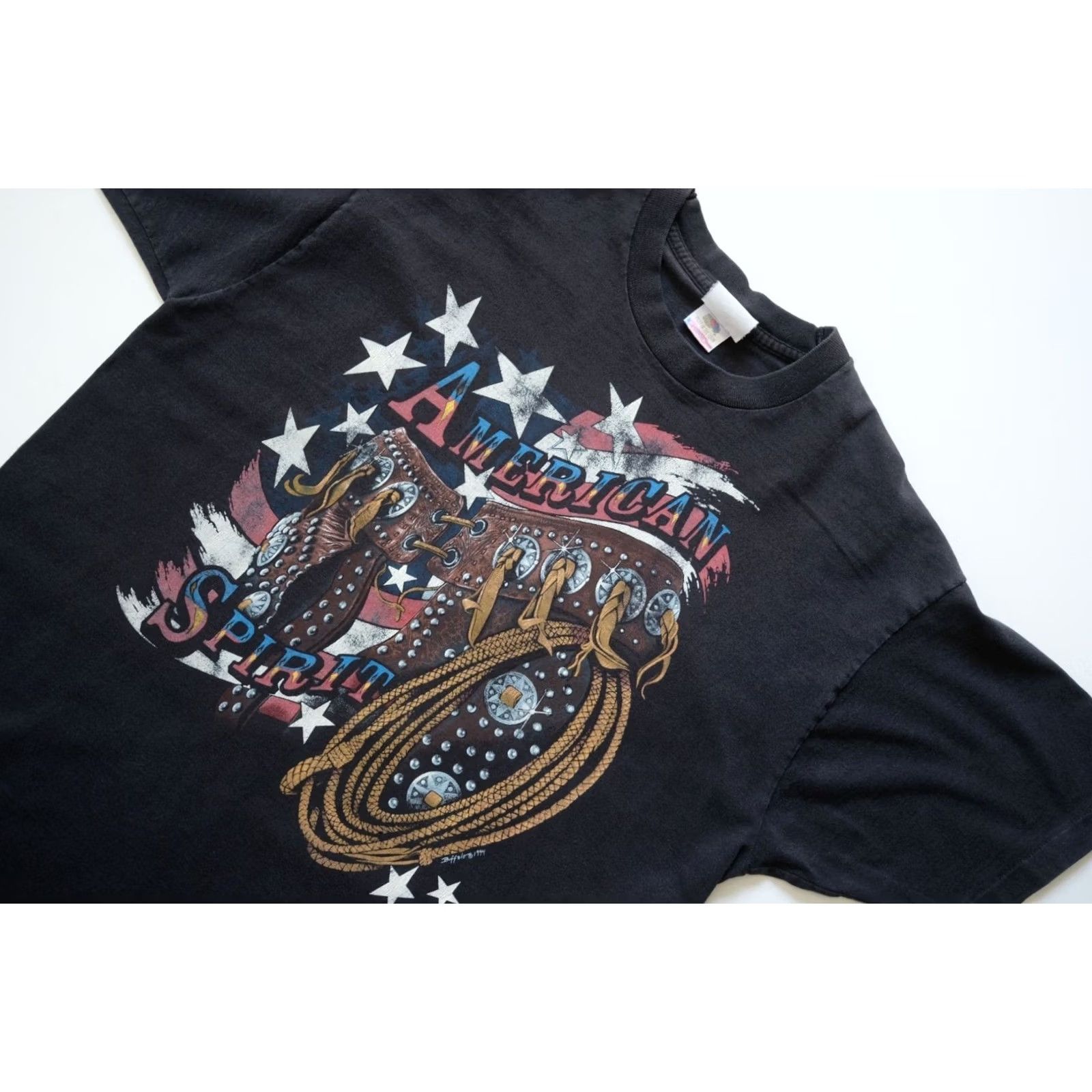 Fruit Of The Loom VINTAGE Fruit of the Loom WESTERN AMERICAN SPIRIT Graphic BLACK T SHIRT XL Men 90s Size US XL / EU 56 / 4 - 4 Thumbnail