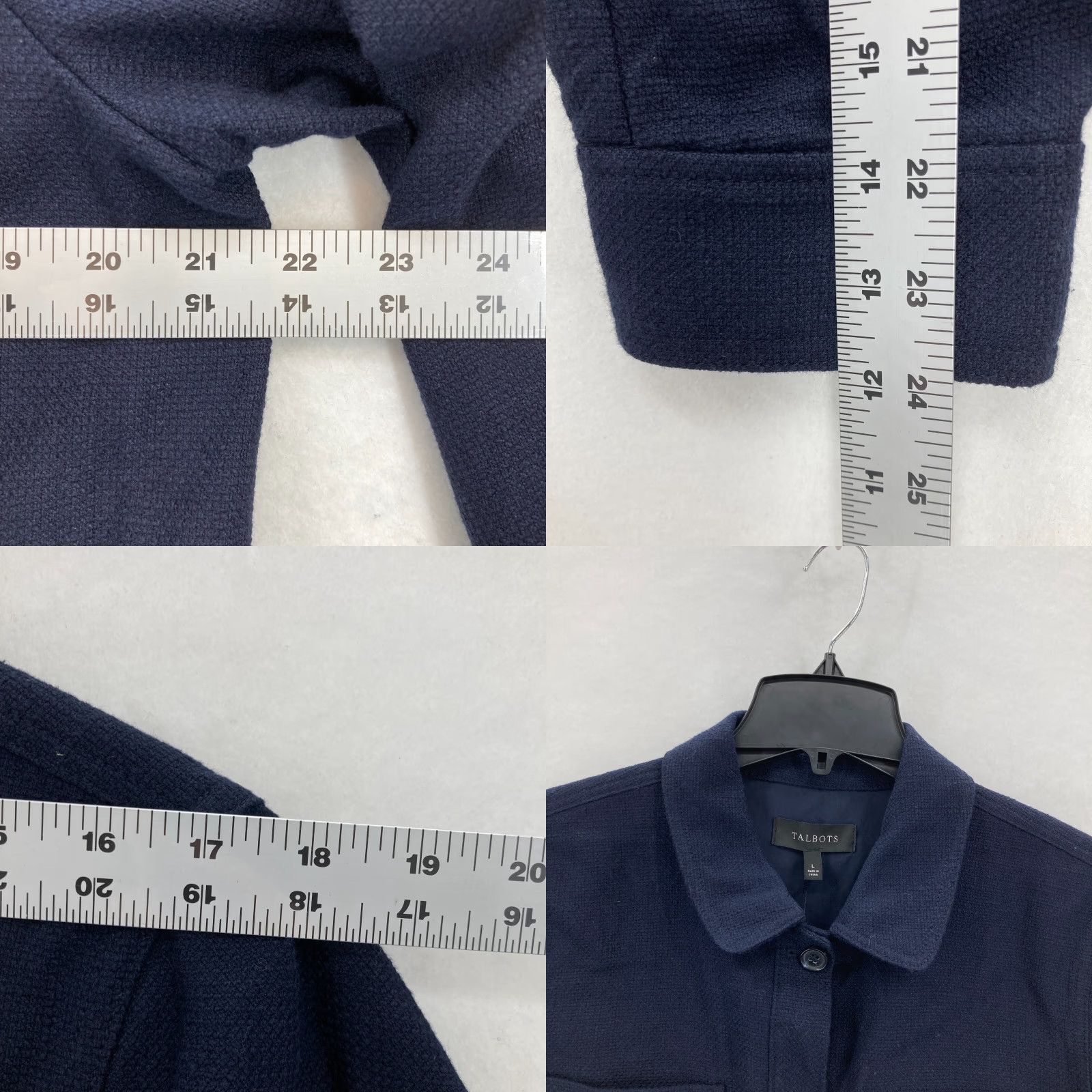 Talbots Talbots Flannel Chore Jacket Women's L Blue Textured Long Sleeve Button Up Size L / US 10 / IT 46 - 8 Thumbnail