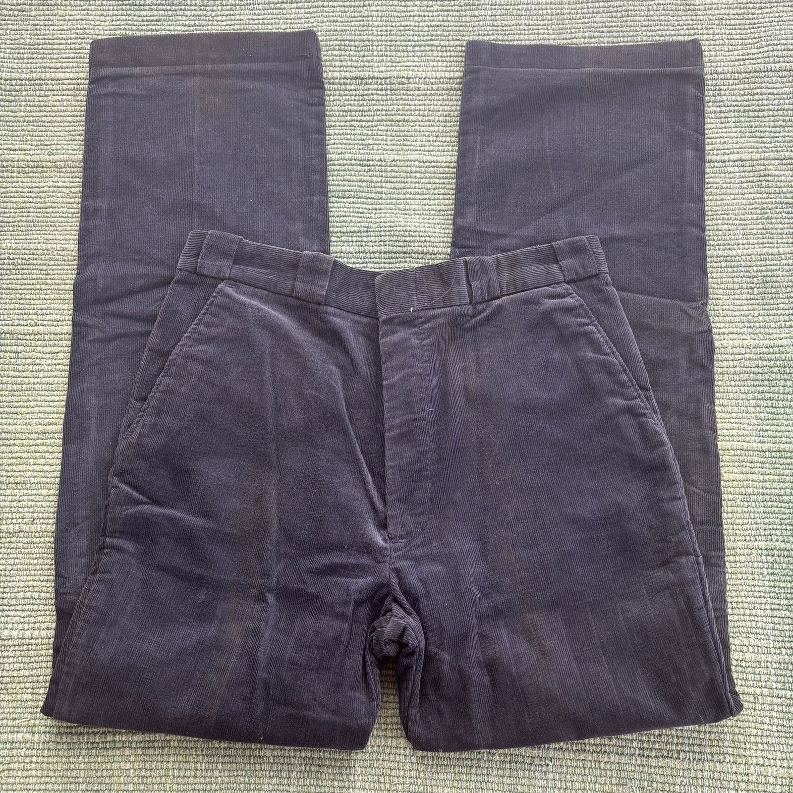 Vintage 1970s flannel lined blue corduroy straight leg trousers Size US 34 / EU 50 - 2 Thumbnail