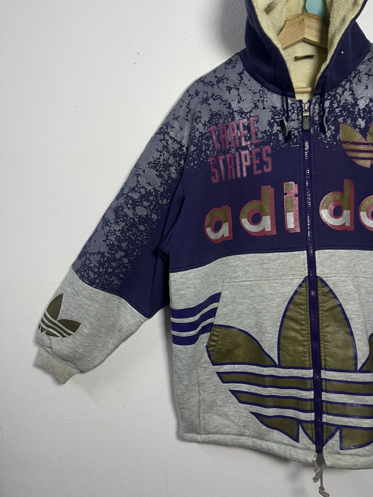 Adidas Vintage 90s Adidas Sherpa Hoodies Jacket Size US XL / EU 56 / 4 - 3 Thumbnail
