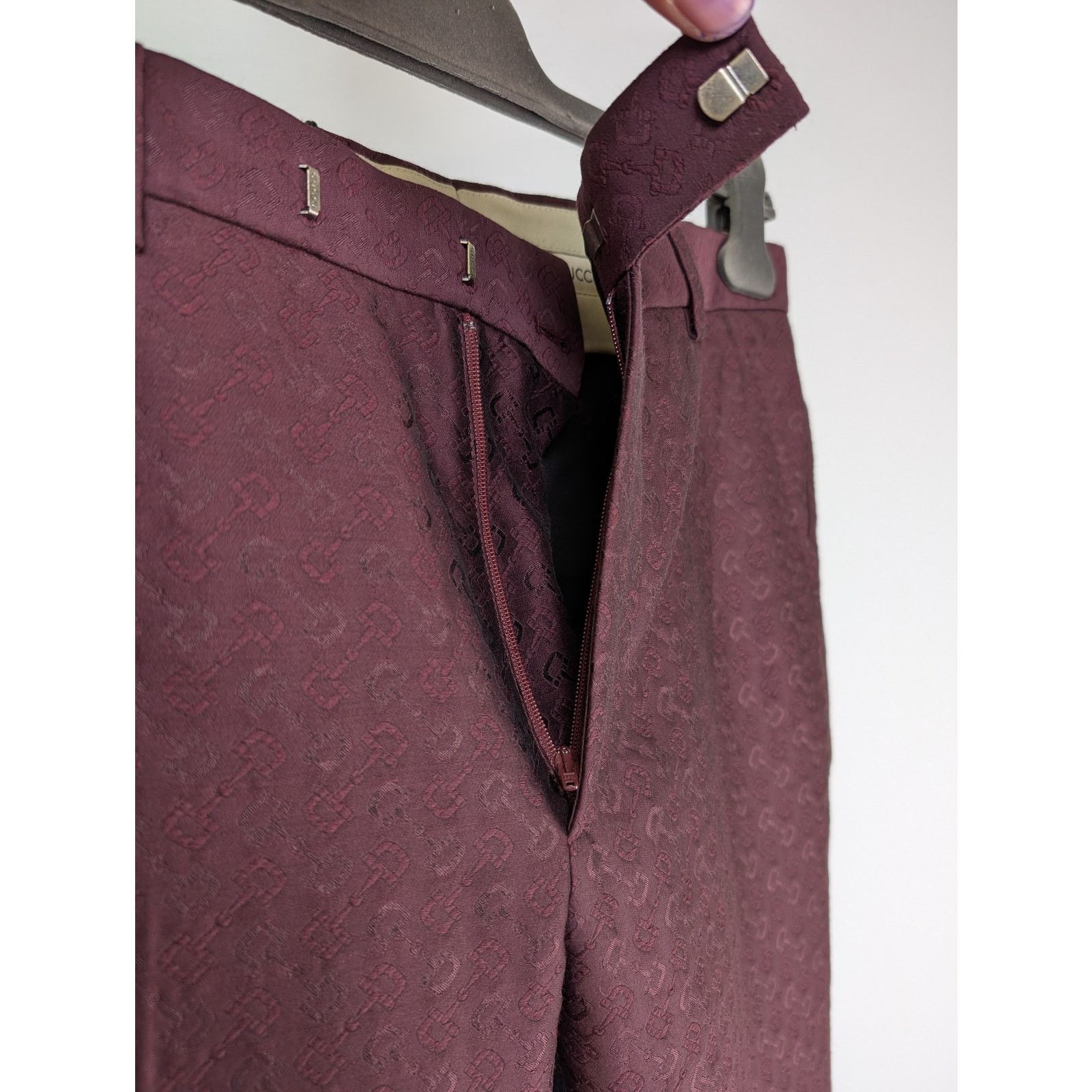 Gucci o1rshd1 Horsebit All Over Burgundy Slacks Pant in Purple Size US 30 / EU 46 - 5 Thumbnail