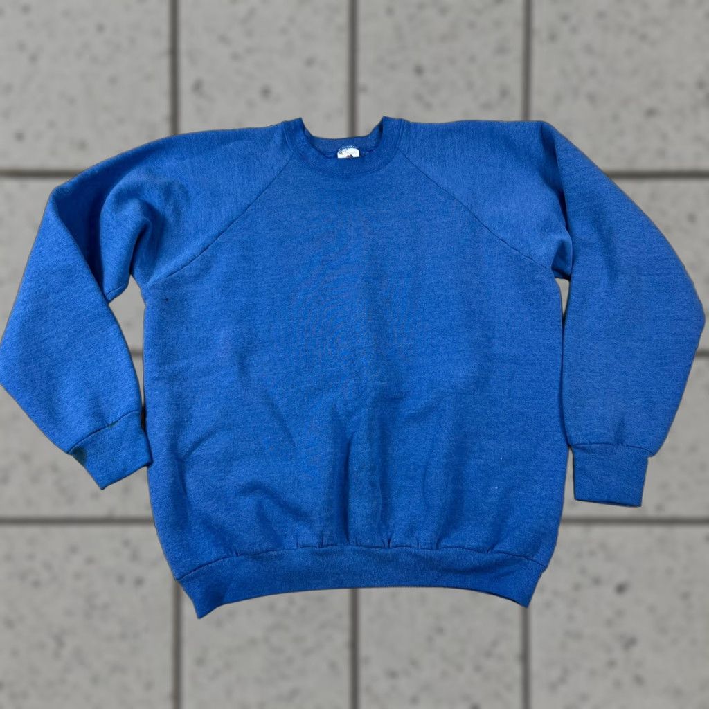 Fruit Of The Loom VINTAGE Fruit of the Loom Sweatshirt Blue XL Men 90s Fleece Pullover Smudges Stains Size US XL / EU 56 / 4 - 1 Thumbnail
