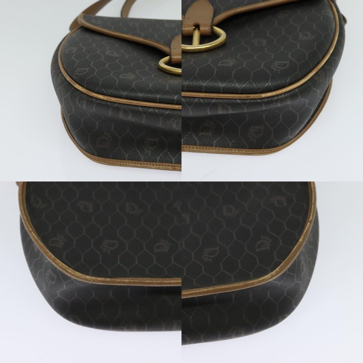 Dior DIOR Honeycomb Canvas Shoulder Bag Pvc Leather Black Brown Size ONE SIZE - 10 Thumbnail