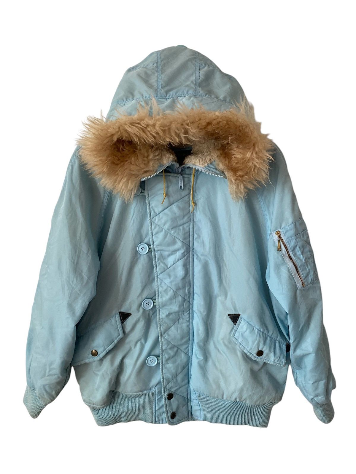Vintage × Wrangler Vintage Wrangler Lining Fur Hood Bomber Style Flight Jacket Size US L / EU 52-54 / 3 - 1 Thumbnail