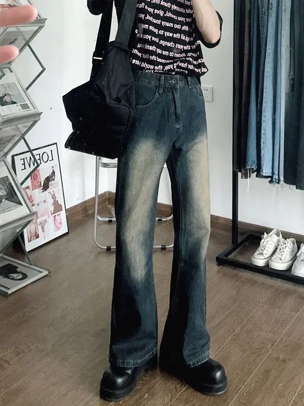 Japanese Brand naga Vintage washed distressed loose casual flared jeans Size US 32 / EU 48 - 3 Thumbnail