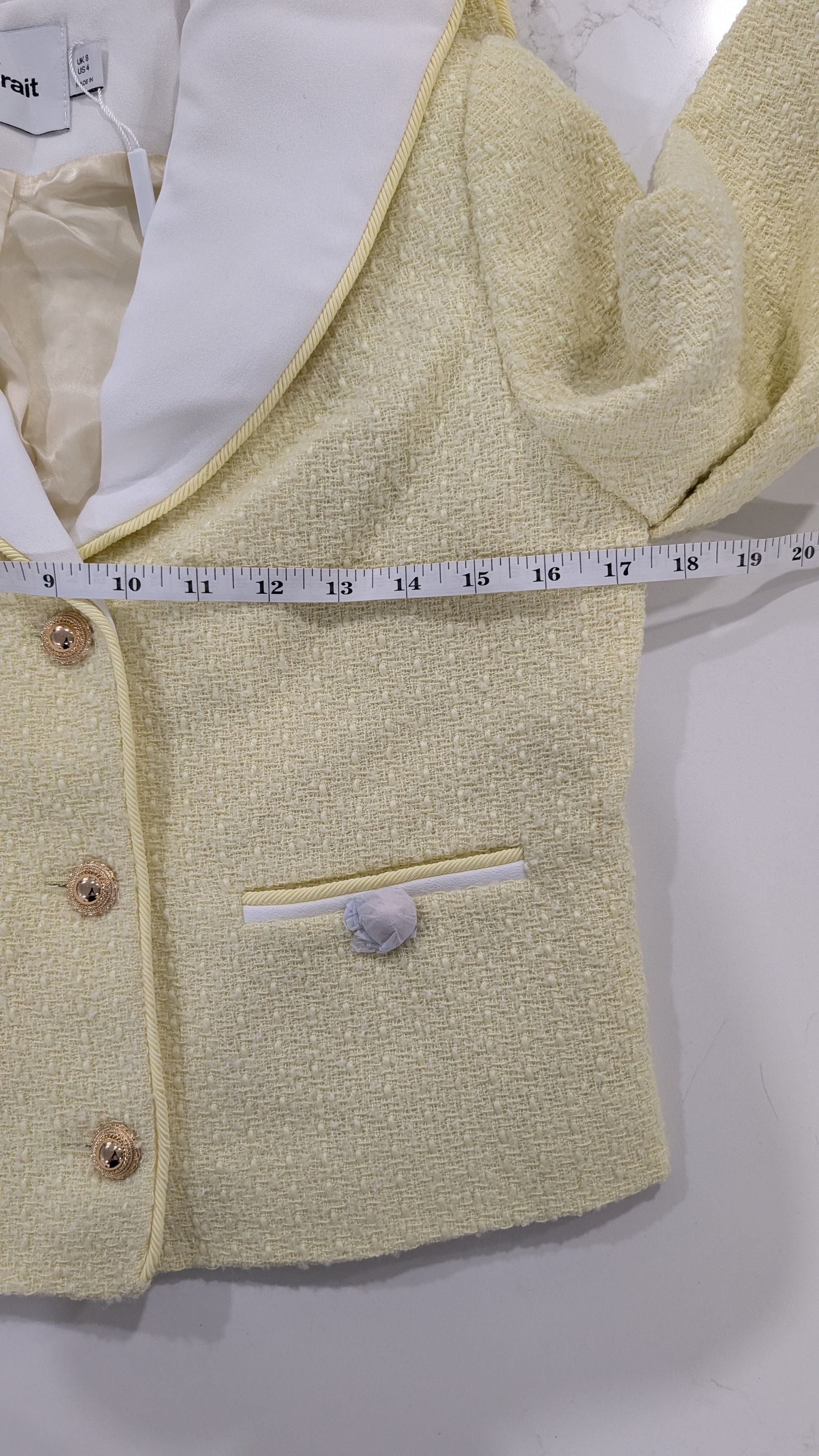 Self-Portrait Self-Portrait Yellow Bouclé Cropped Jacket Contrast Collar Size S / US 4 / IT 40 - 8 Thumbnail