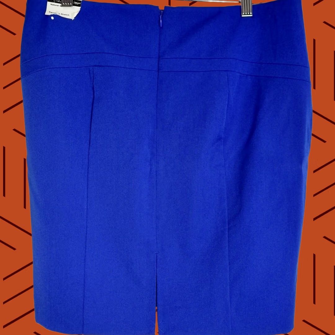 Express NWT EXPRESS Pencil Skirt Blue Solid Women Size 10 Skirt Knee Length Zip Stretch Spring Fall Business Casual Womens Blue Pencil Skirt NWT EXPRESS Size 32" / US 10 / IT 46 - 1 Thumbnail