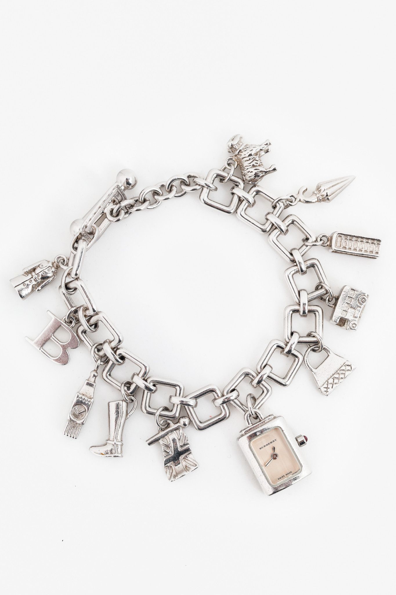 Burberry Burberry BU5200 Silver-Tone Charm Chainlink Bracelet Watch Size ONE SIZE - 1 Thumbnail