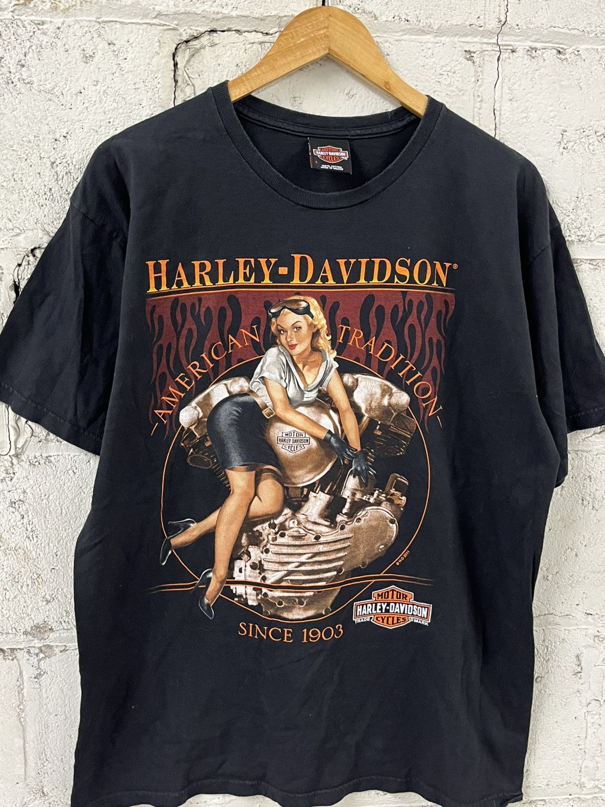 Harley Davidson Harley Davidson vintage pinup girl T-shirt skater hype Size US L / EU 52-54 / 3 - 4 Thumbnail