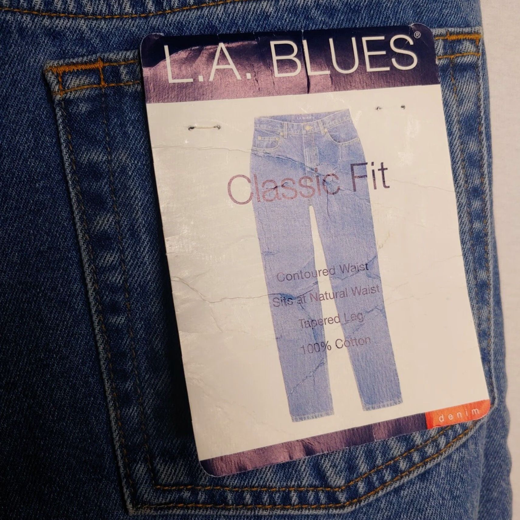 Vintage VINTAGE NOS LA Blues Women Jeans Mom 14 Medium Blue Denim Classic Fit 5-Pocket 100% Cotton Regular Rise 30" Inseam Belt Loops Button & Zip Size 36" / US 14 / IT 50 - 6 Thumbnail