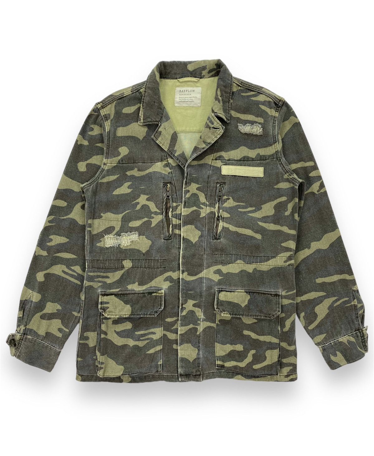 Japanese Brand Bayflow Distressed Camo Jacket Size US M / EU 48-50 / 2 - 1 Thumbnail
