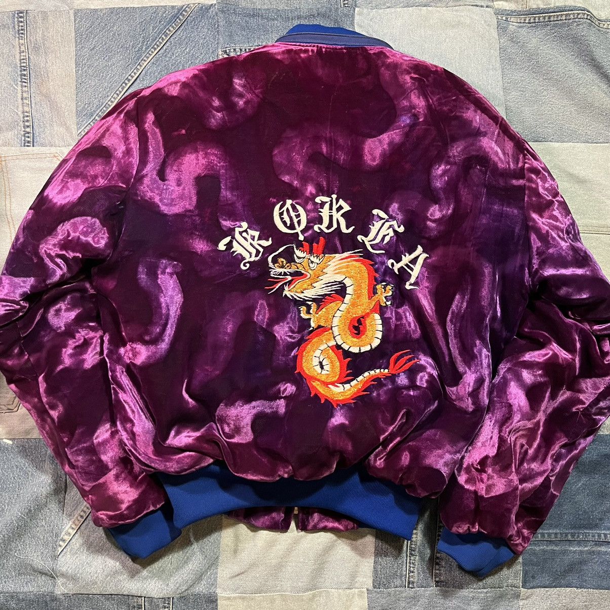 Vintage Vintage 80s Purple Velour Korea Souvenir Jacket Sz S/M