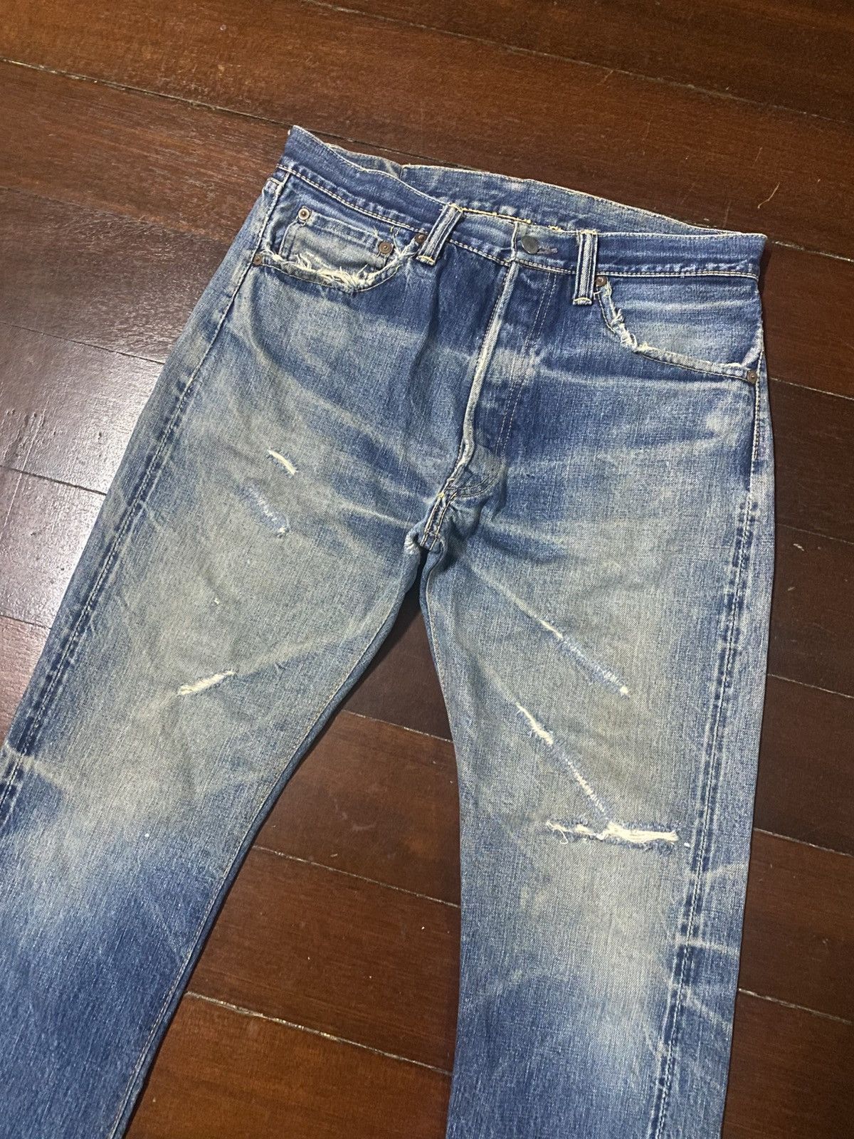 Warehouse Vintage 90s Warehouse patch leather Selvedge distressed Size US 32 / EU 48 - 5 Thumbnail