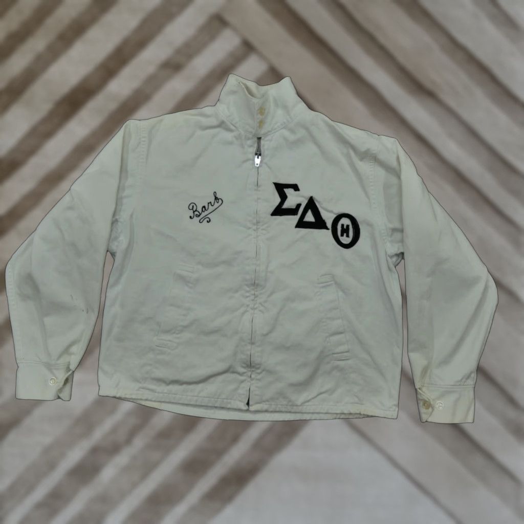 Delta VINTAGE Sigma Delta Theta Jacket Womens M White Canvas Zip Size M / US 6-8 / IT 42-44 - 1 Thumbnail