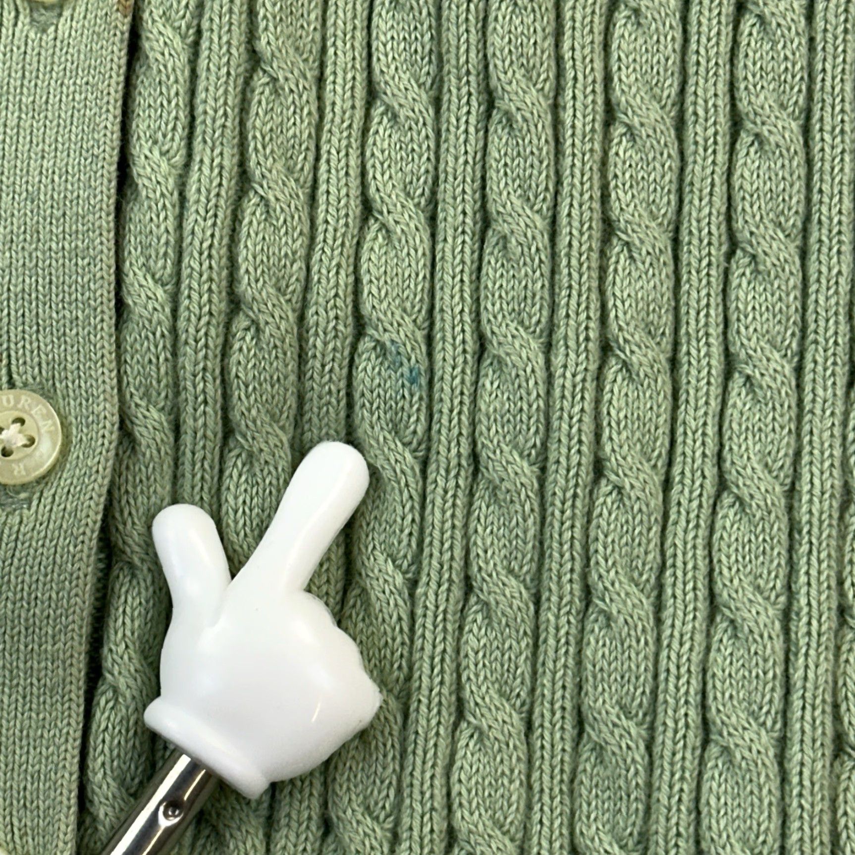 Polo Ralph Lauren VINTAGE Lauren Ralph Lauren Sweater Women's Small Green Cable Knit Cardigan Size L / US 10 / IT 46 - 3 Thumbnail