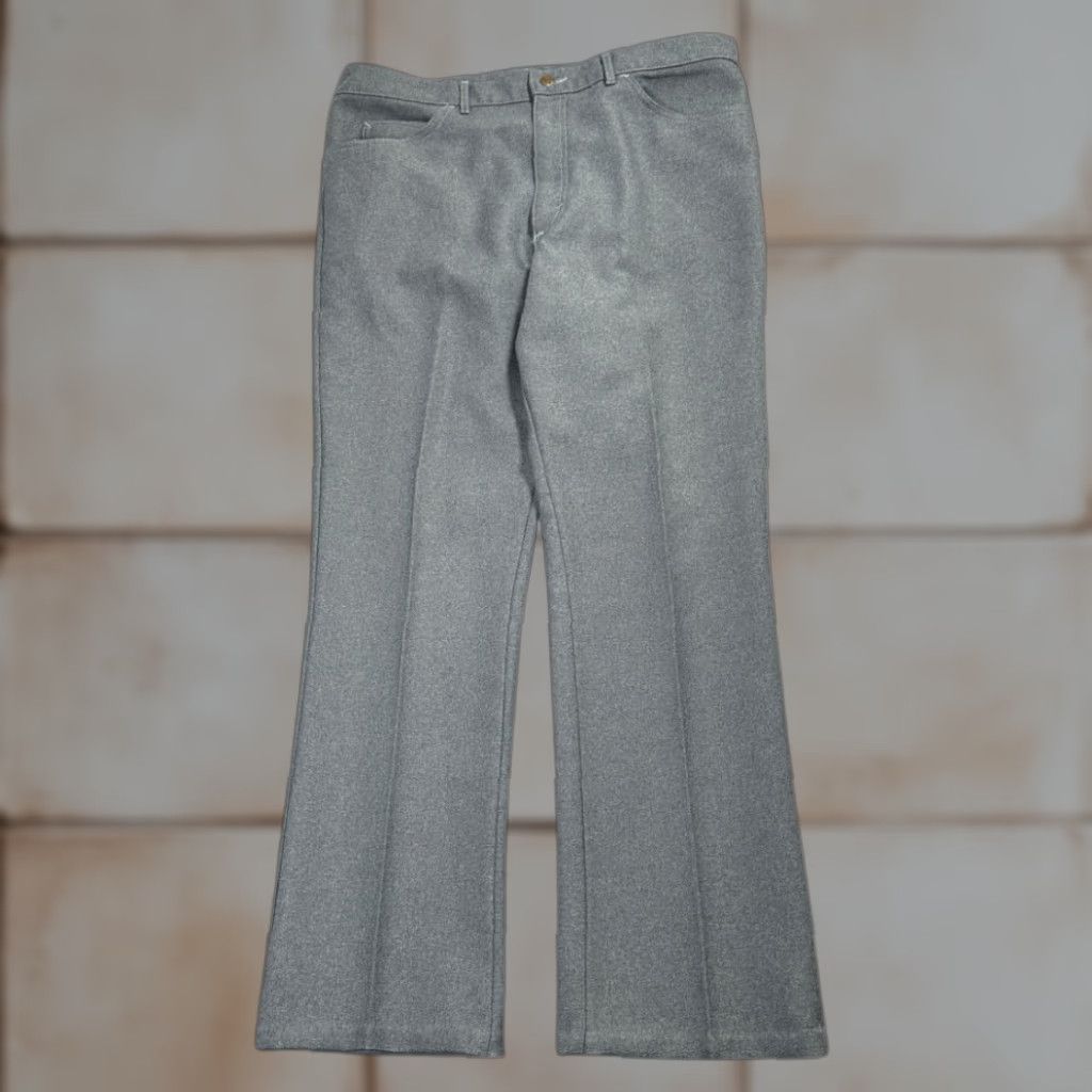 Lee VINTAGE Lee Pants Mens 36x30 Gray Polyester Creased Dress Disco USA Union 70s Size US 36 / EU 52 - 1 Thumbnail