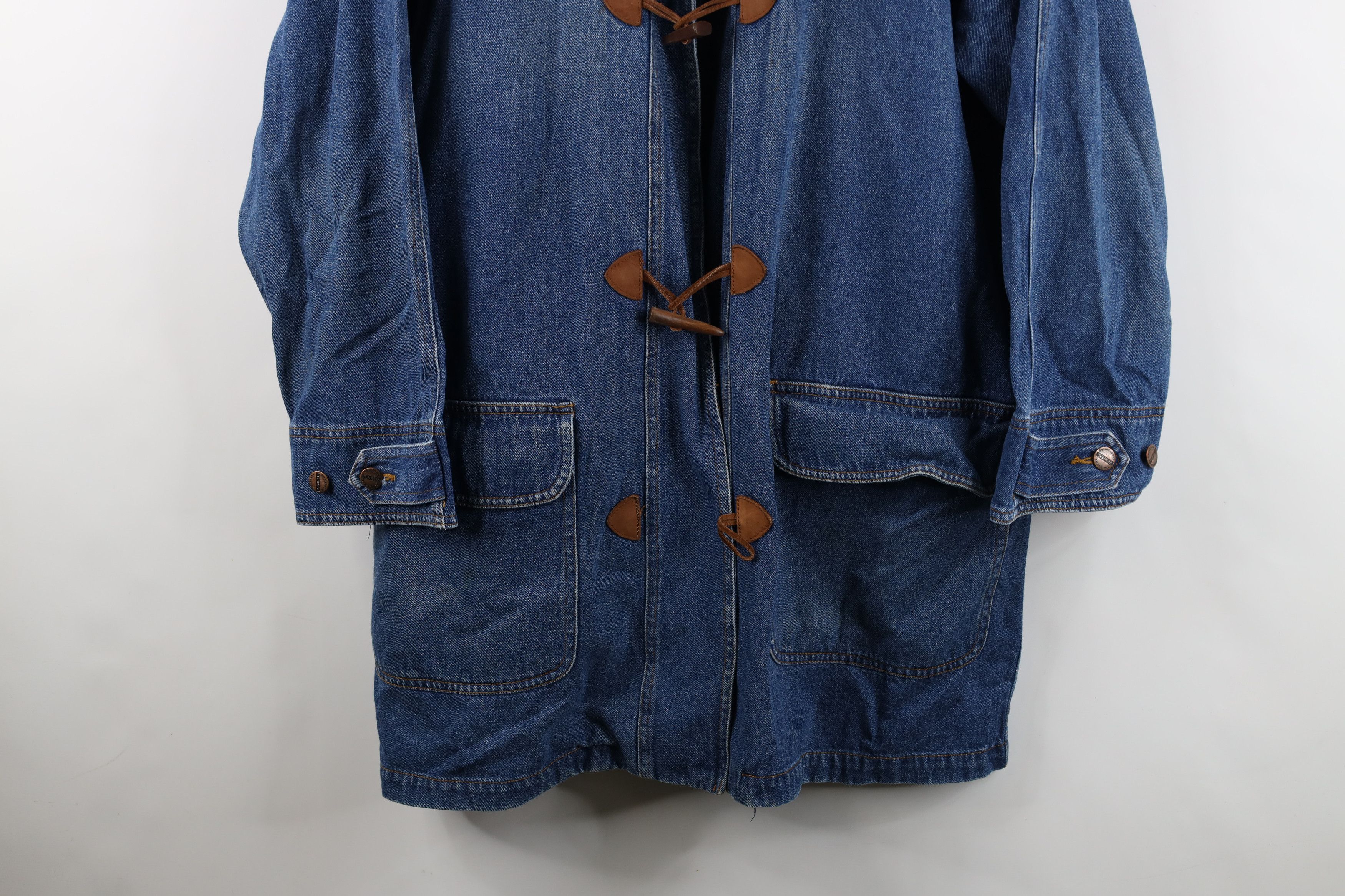 Vintage Vintage 90s Streetwear Distressed Toggle Button Denim Jacket Size 3XL / US 20-22 - 3 Thumbnail