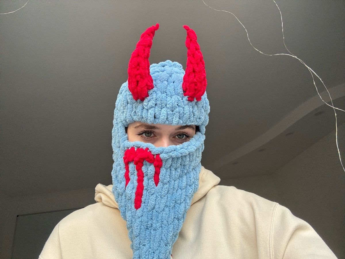 Handmade × Japanese Brand × Youths In Balaclava Handmade knitted balaclava devil style Size ONE SIZE - 2 Thumbnail