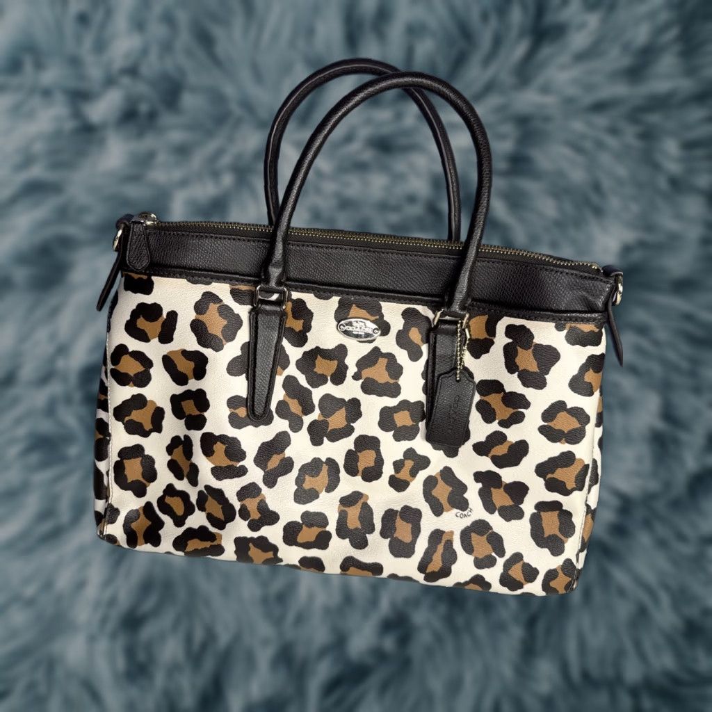 Coach Coach Women’s Satchel Leopard & Brown Shoulder Bag Tote Purse Bag Rare Size ONE SIZE - 1 Thumbnail