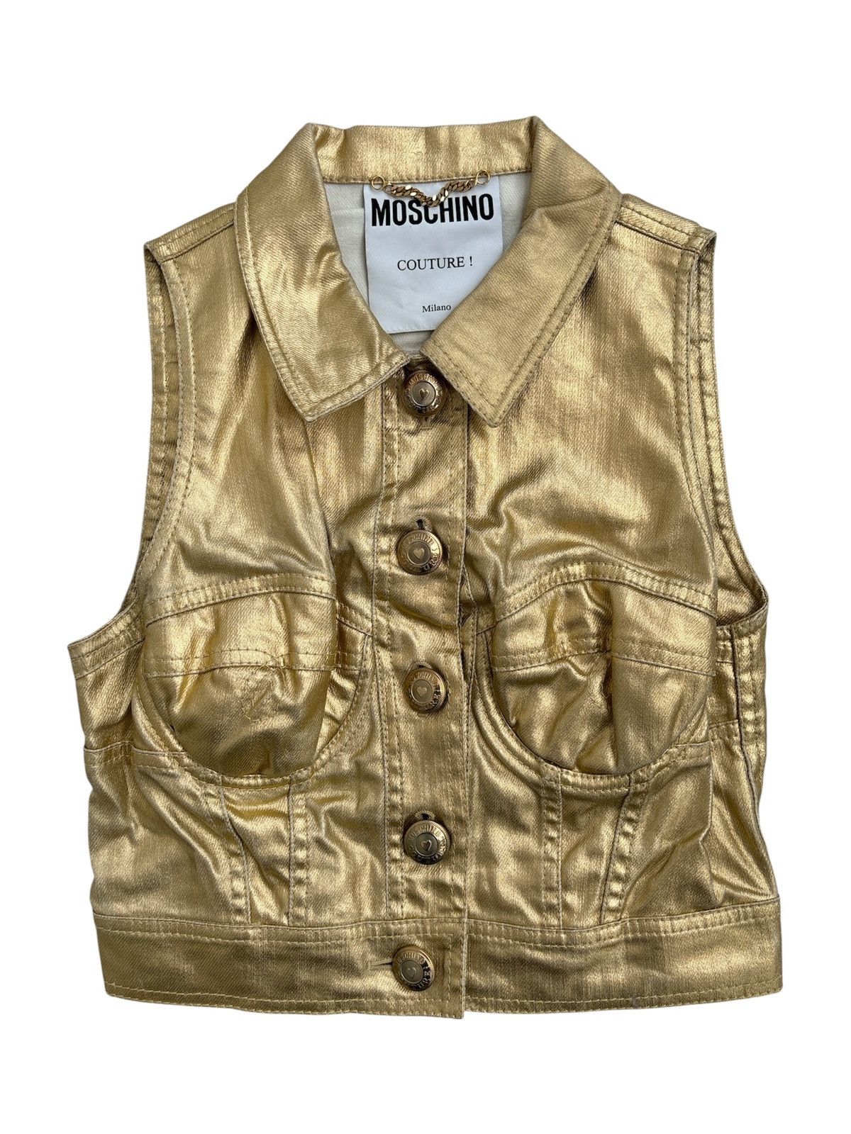 Jeremy Scott SS15 Moschino era Runway Gold Vest Size S / US 4 / IT 40 - 2 Thumbnail