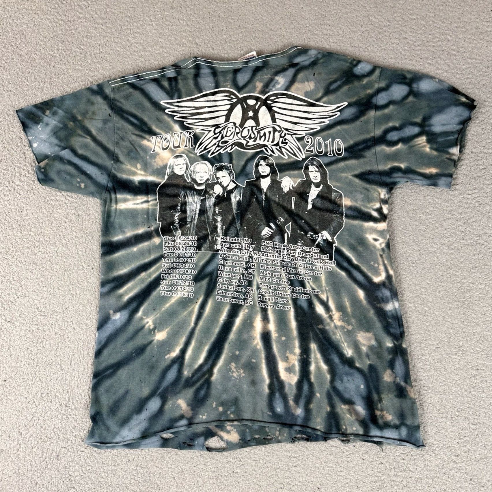 Gildan VINTAGE Aerosmith T Shirt Adult Medium Gray Tie Dye Cocked Locked Rock Tour Distressed M Mens Size US M / EU 48-50 / 2 - 5 Thumbnail