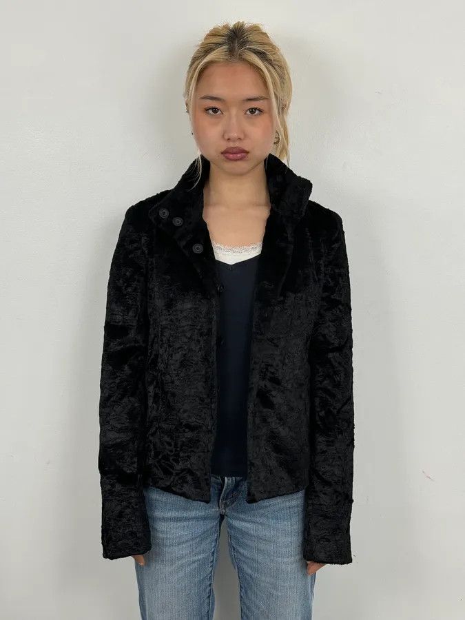 Roberto Cavalli AW2005 Cavalli Black Fur Rebel Biker Buttoned Jacket Size M / US 6-8 / IT 42-44 - 2 Thumbnail