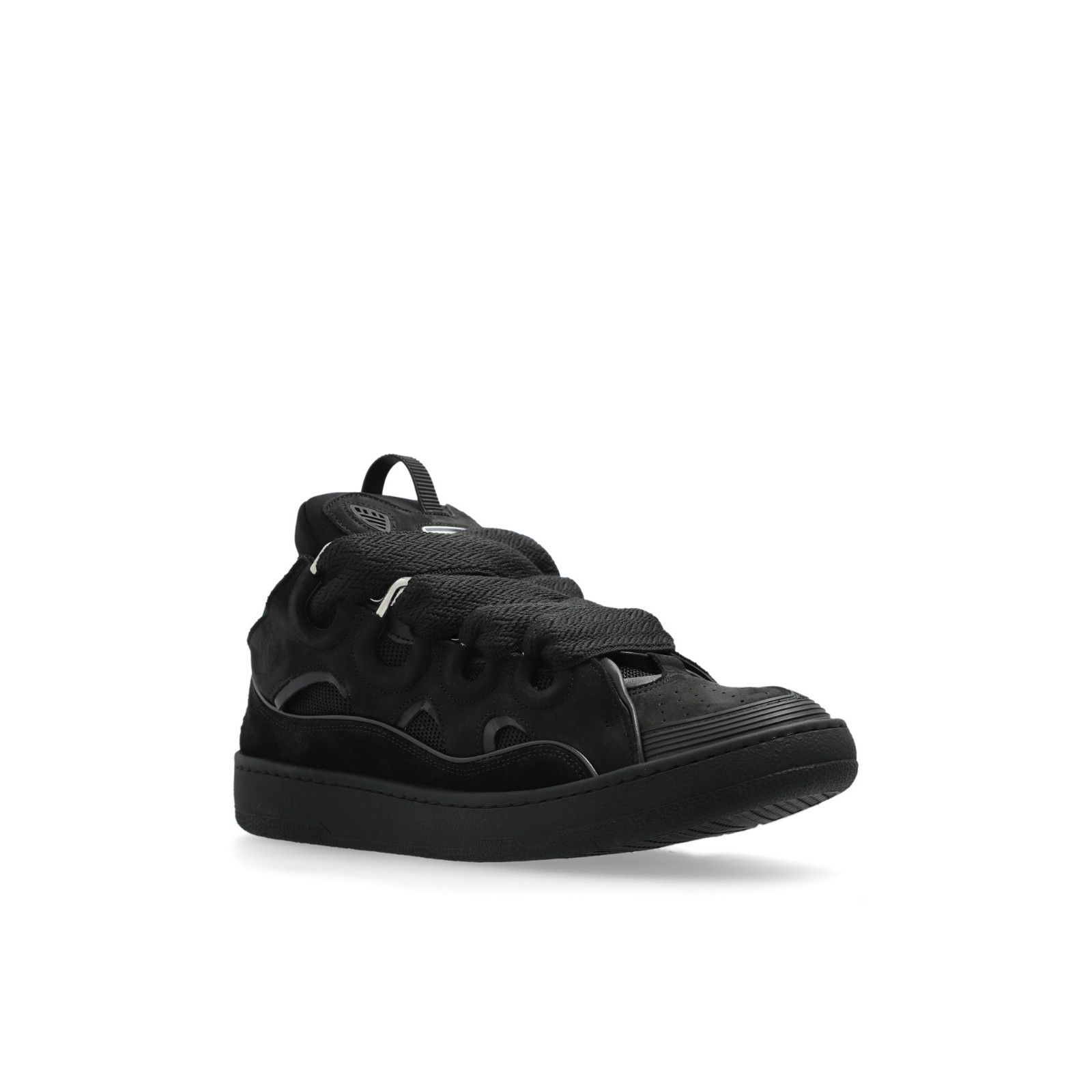 LANVIN Curb Men's Black Leather Sneakers New (Men's size:US