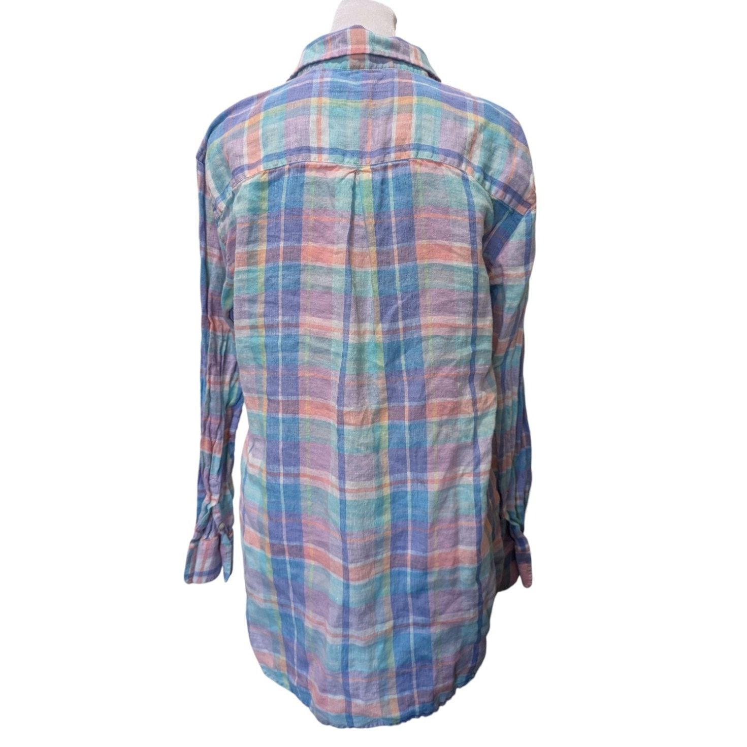 Southern Tide Southern Tide Coastal Madras Linen Hadley Popover Prism Pink Size S / US 4 / IT 40 - 5 Thumbnail