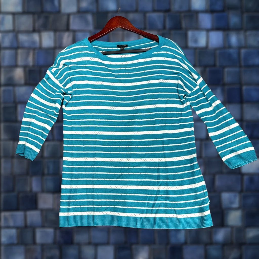 Talbots Talbots Sweater Womens Medium Linen Blend Turquoise Lightweight Knit 3/4 Sleeve Size M / US 6-8 / IT 42-44 - 1 Thumbnail